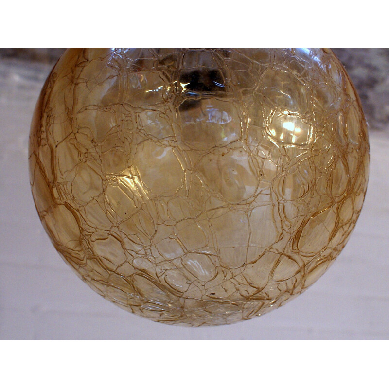 Industrial hanging lamp in brass and glass - 1950s