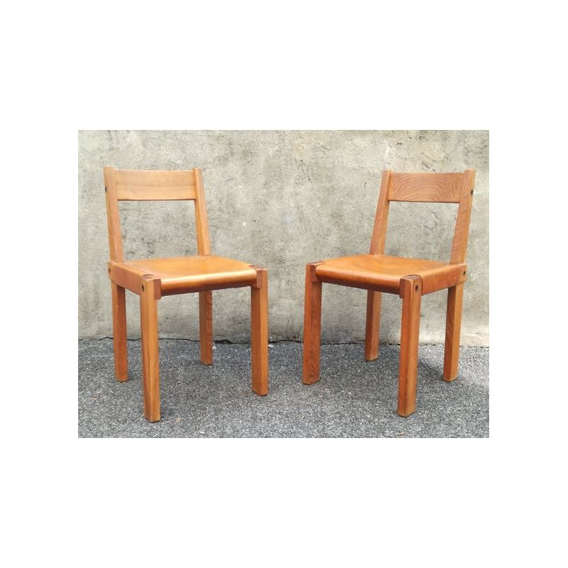 Pair of S24 chairs by Pierre Chapo - 1960s