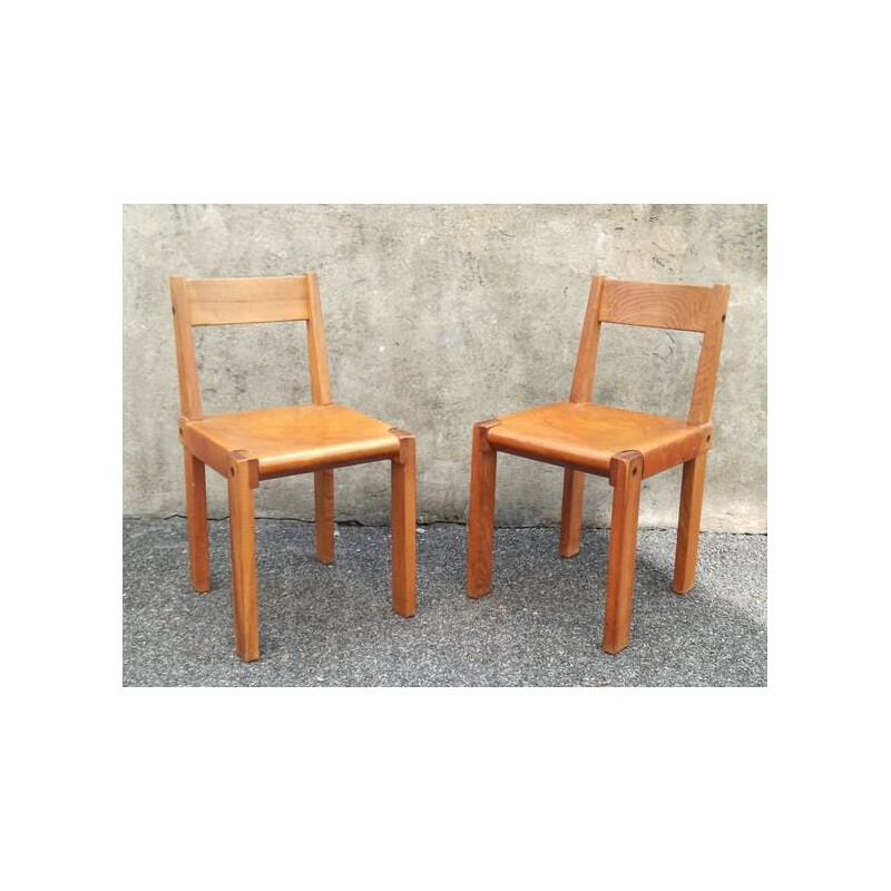 Pair of S24 chairs by Pierre Chapo - 1960s