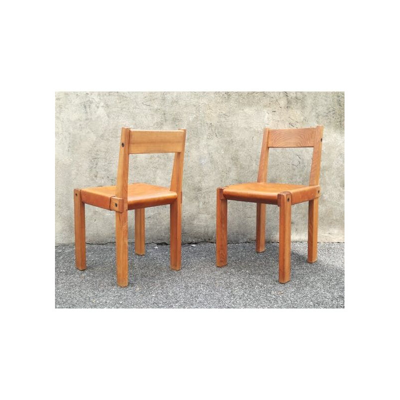 Paire de chaises "S24" par Pierre Chapo - 1960