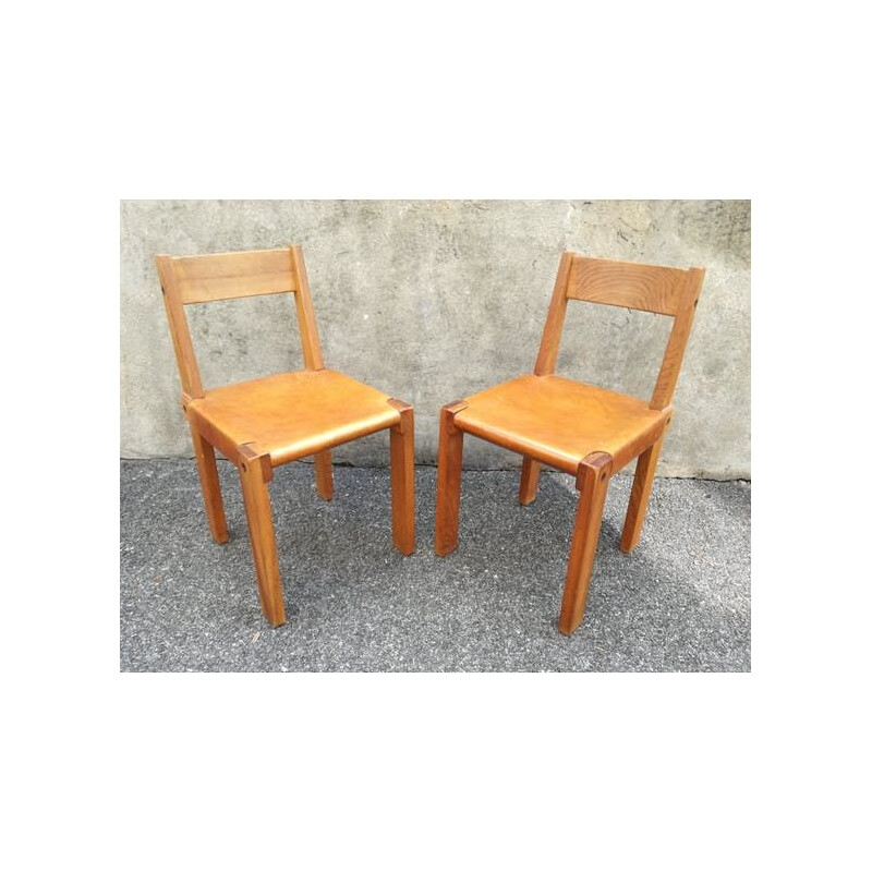 Pair of S24 chairs by Pierre Chapo - 1960s