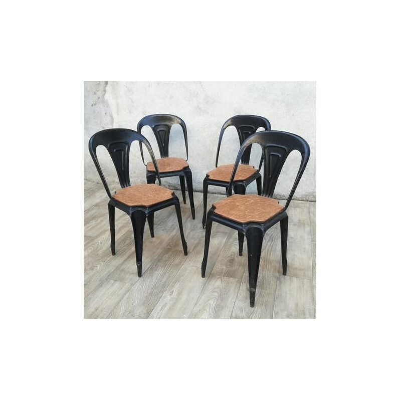 Lot de 4 chaises "Multipl's" en metal - 1950