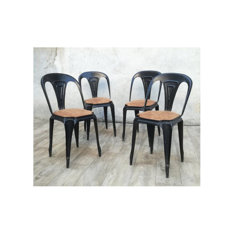 Lot de 4 chaises "Multipl's" en metal - 1950