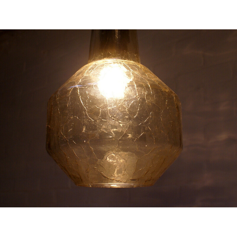 Industrial hanging lamp in brass and glass - 1950s