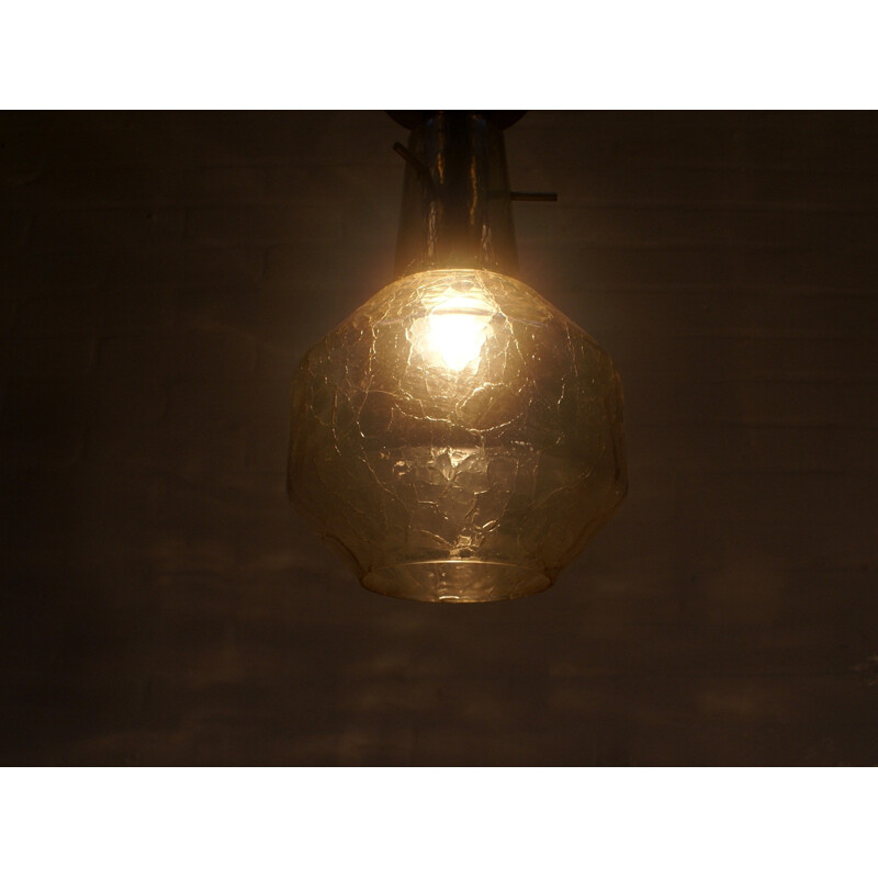 Industrial hanging lamp in brass and glass - 1950s