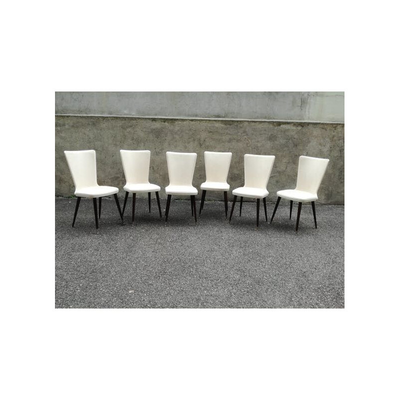 Set of 6 vintage chairs in skaï - 1960s