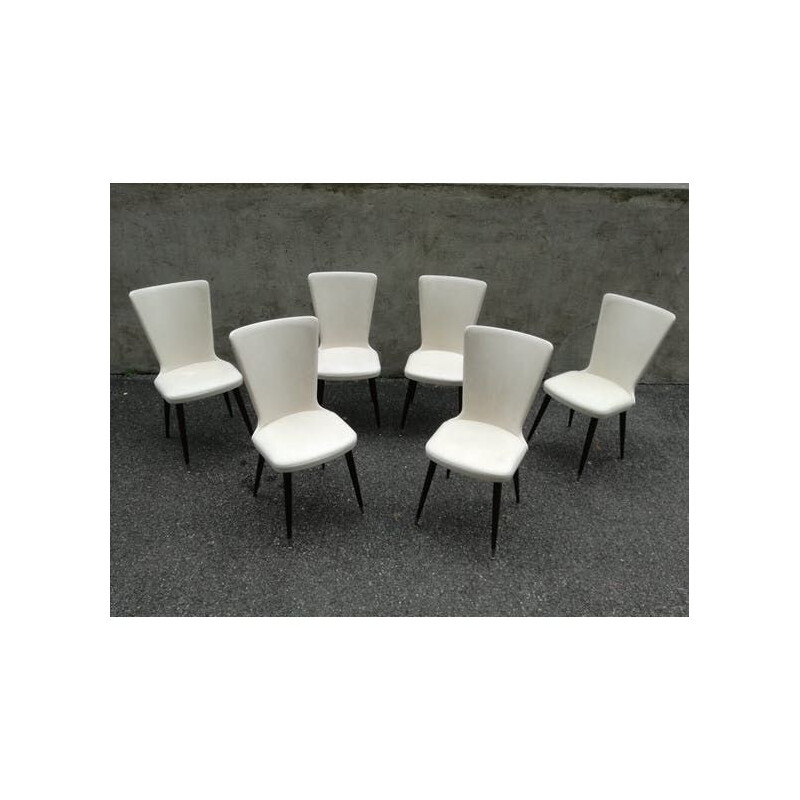 Set of 6 vintage chairs in skaï - 1960s