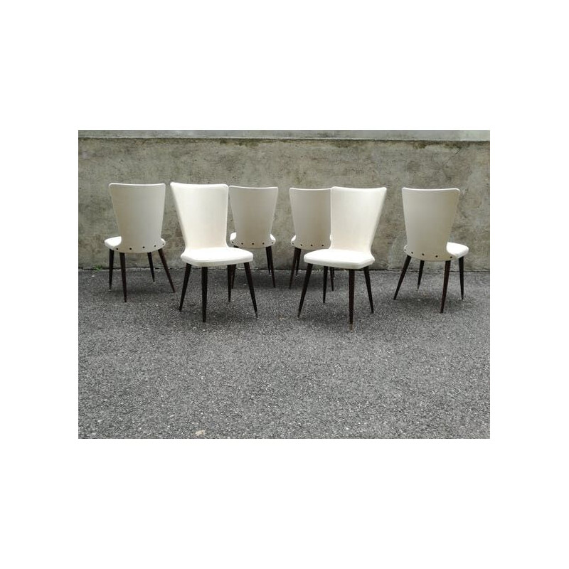 Set of 6 vintage chairs in skaï - 1960s