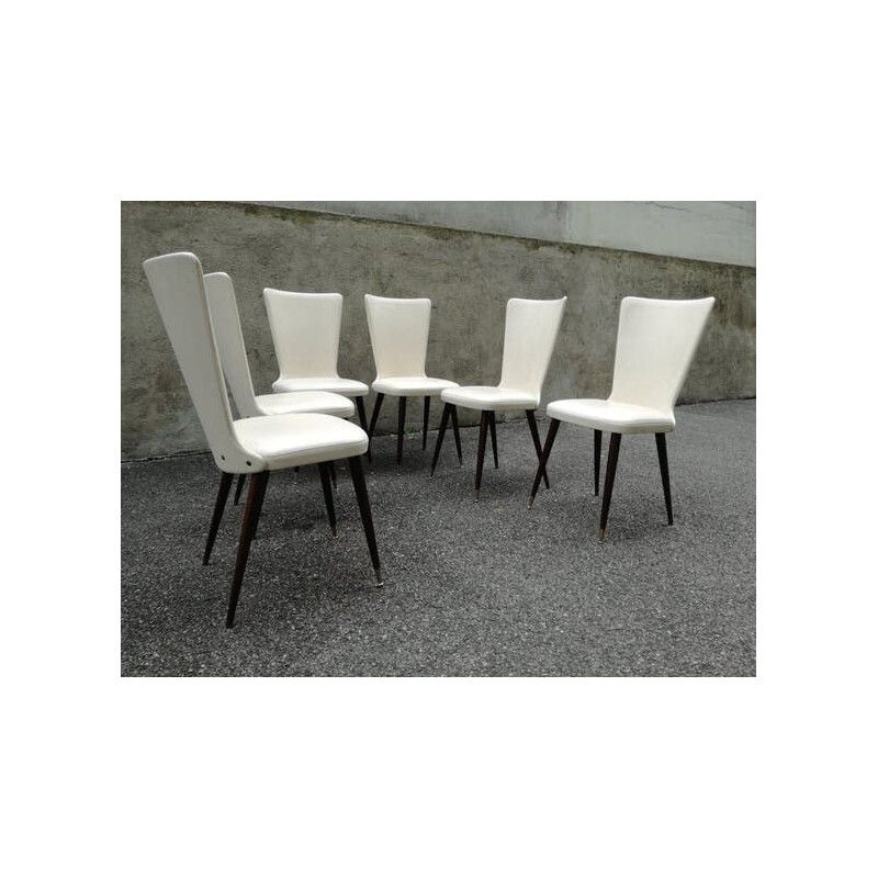 Set of 6 vintage chairs in skaï - 1960s