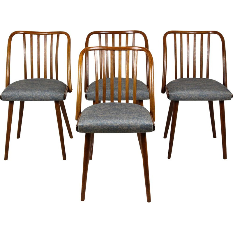 Set of 4 vintage dining chairs in beechwood by Antonin Suman - 1960s