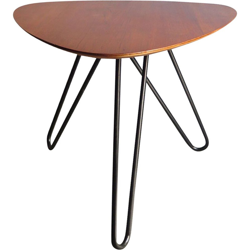 Vintage Scandinavian side table in teak with tripod legs -1950s