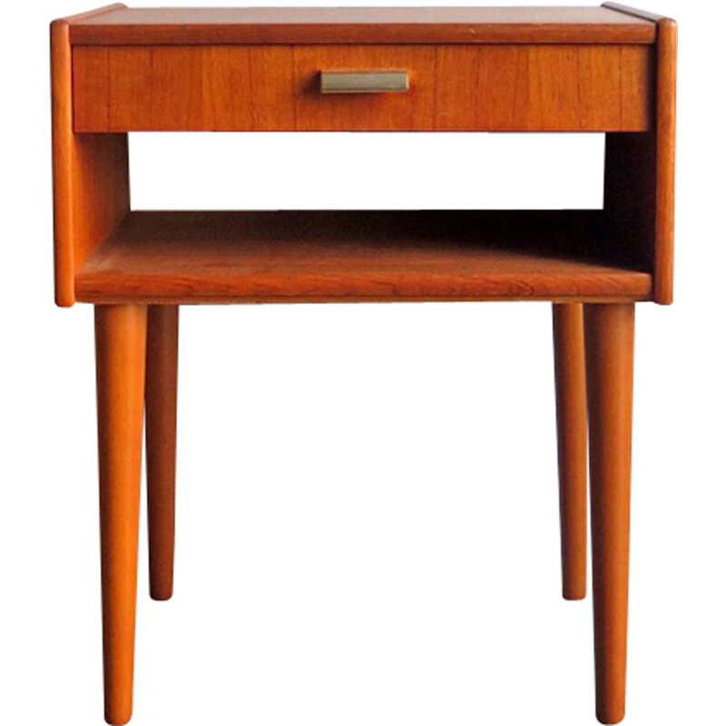 Vintage teak bedside table with drawer - 1960s