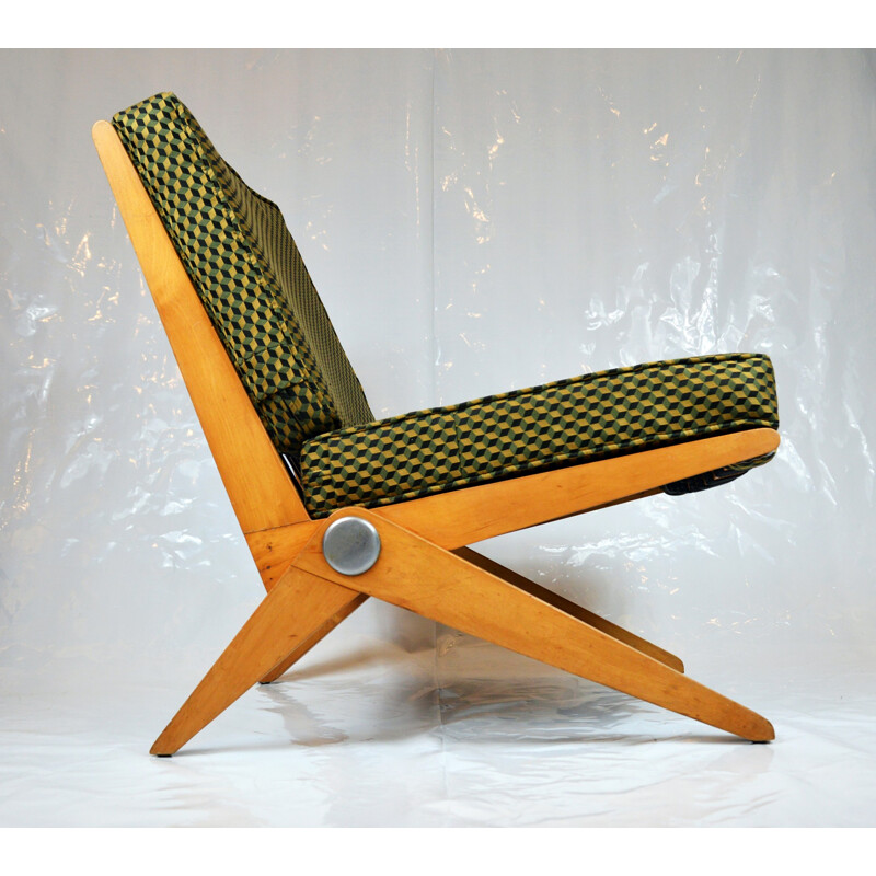 Low chair "Scissor", P.JEANNERET - 1960s