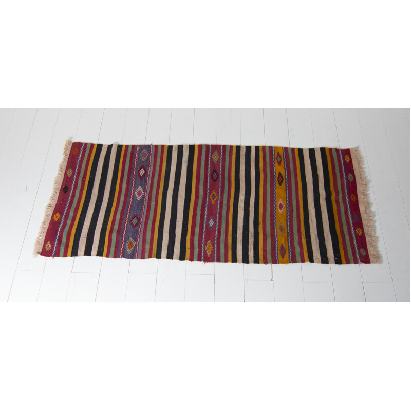 Multicolor Wool Hand woven Vintage rug - 1960s