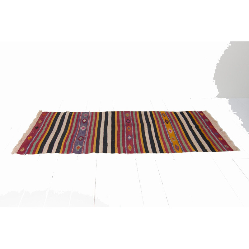 Multicolor Wool Hand woven Vintage rug - 1960s