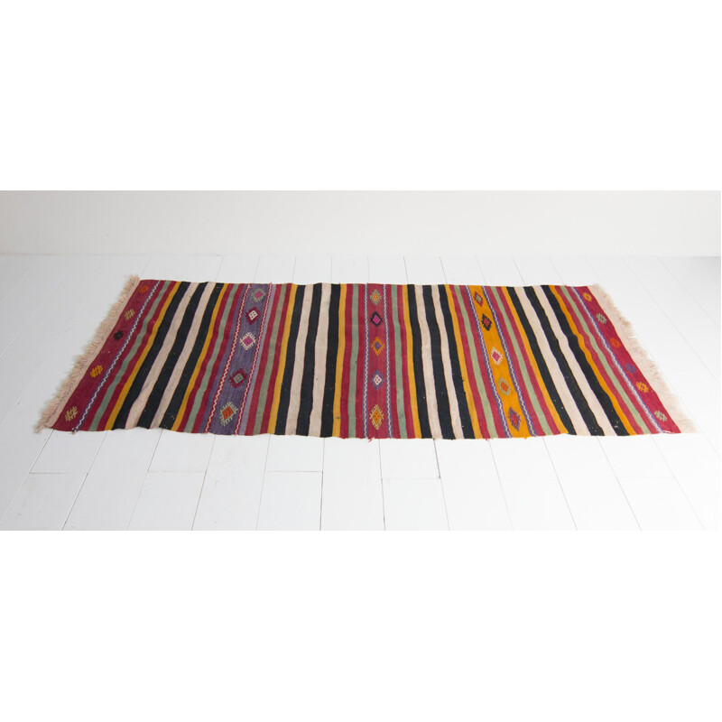 Multicolor Wool Hand woven Vintage rug - 1960s