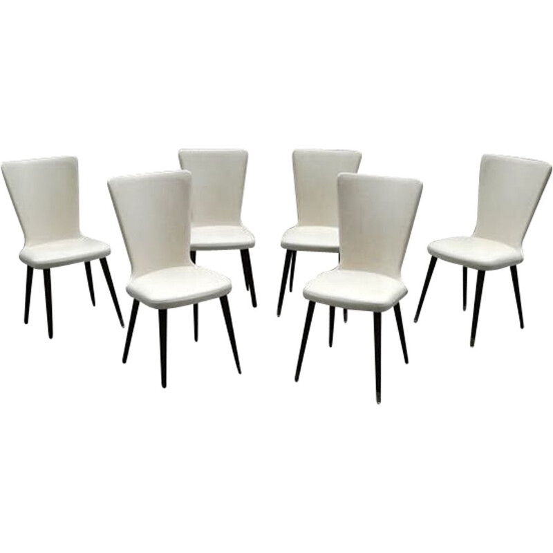 Set of 6 vintage chairs in skaï - 1960s