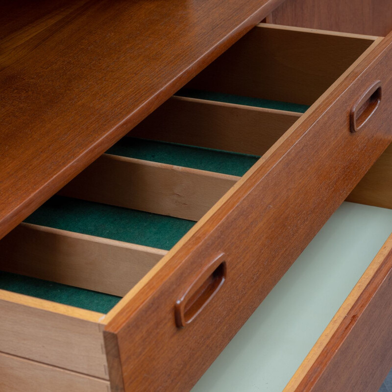 Vintage teak Highboard for O.M.F. Belgium - 1960s