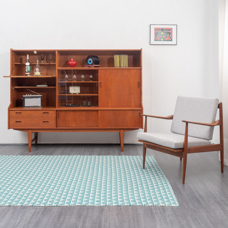 Vintage teak Highboard for O.M.F. Belgium - 1960s