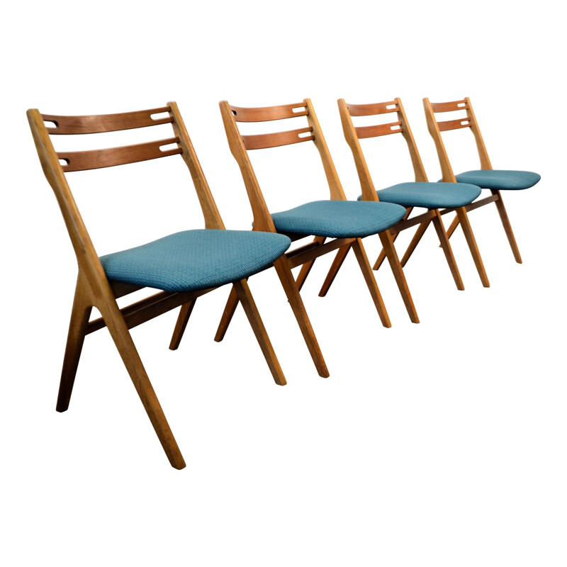 Conjunto de 4 sillas vintage de teca de Jørgensen Edmund - 1960