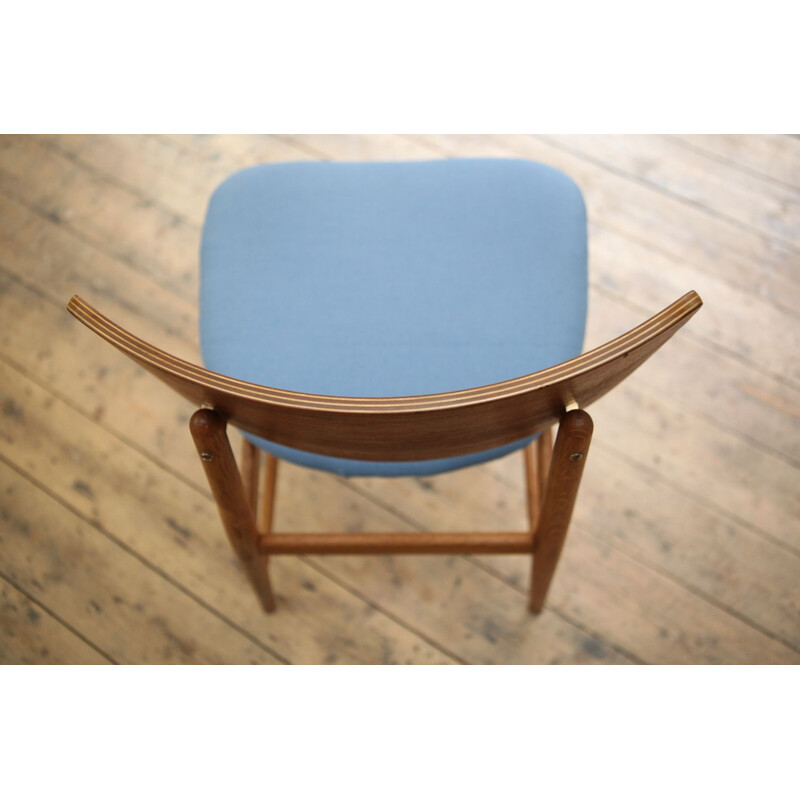 Chaise vintage danoise bleue en teck et chêne - 