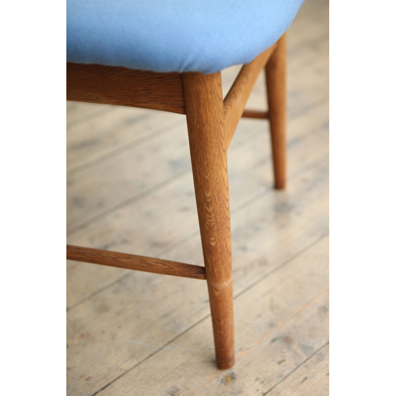 Danish blue vintage Chair in teak and oak - 1950