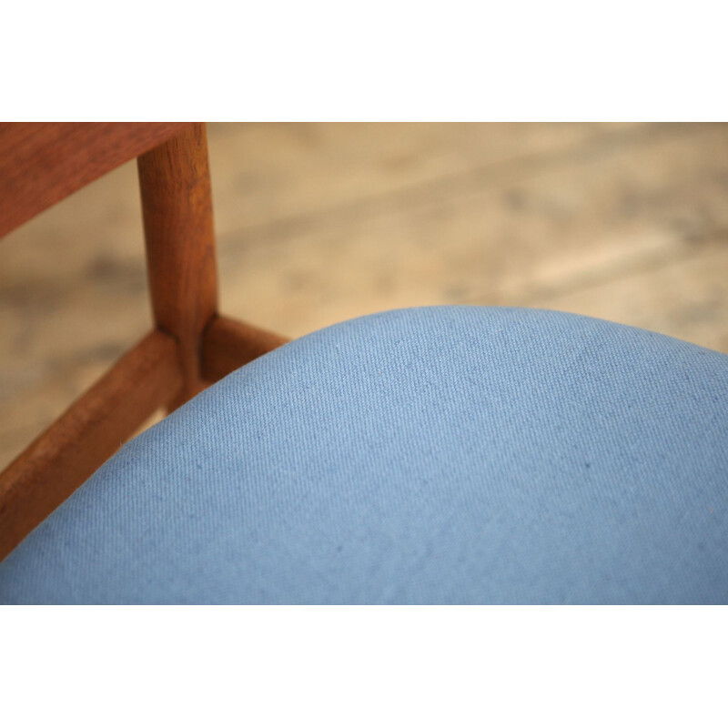 Danish blue vintage Chair in teak and oak - 1950