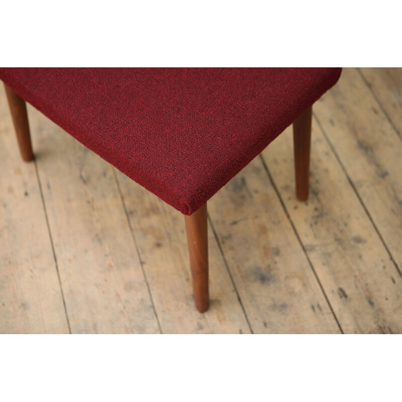 Vintage danish burgundy footstool - 1950s