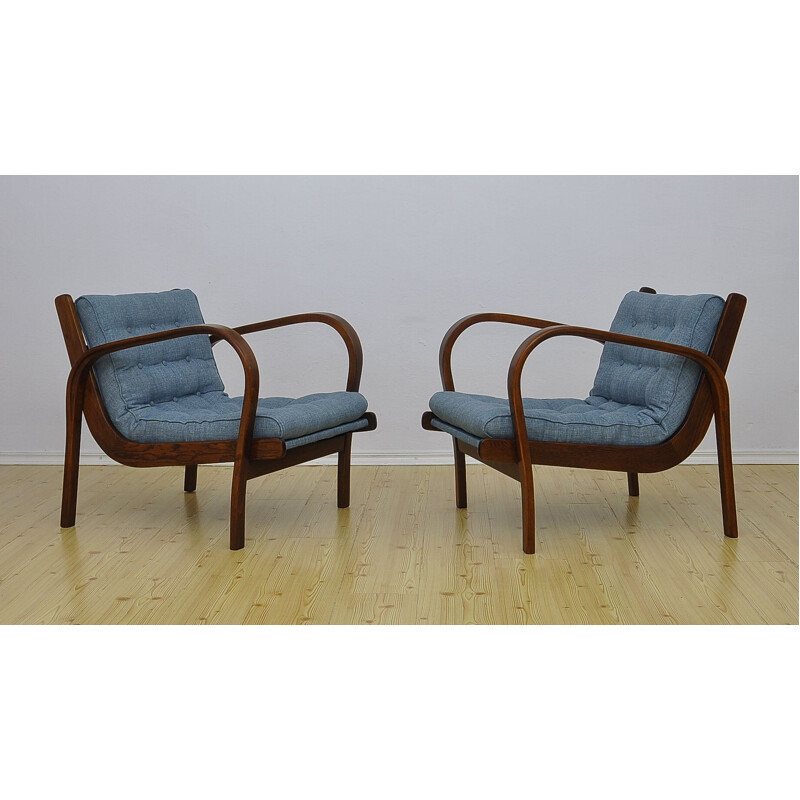 Set of 2 armchairs By K. Kozelka & A. Kropacek For Interier Praha