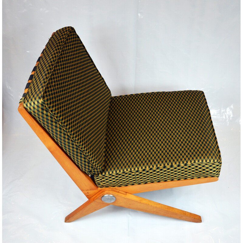 Low chair "Scissor", P.JEANNERET - 1960s