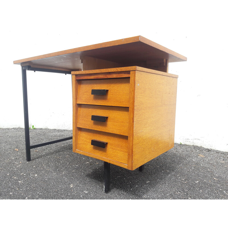 Bureau vintage avec caisson à 3 tiroirs - 1950