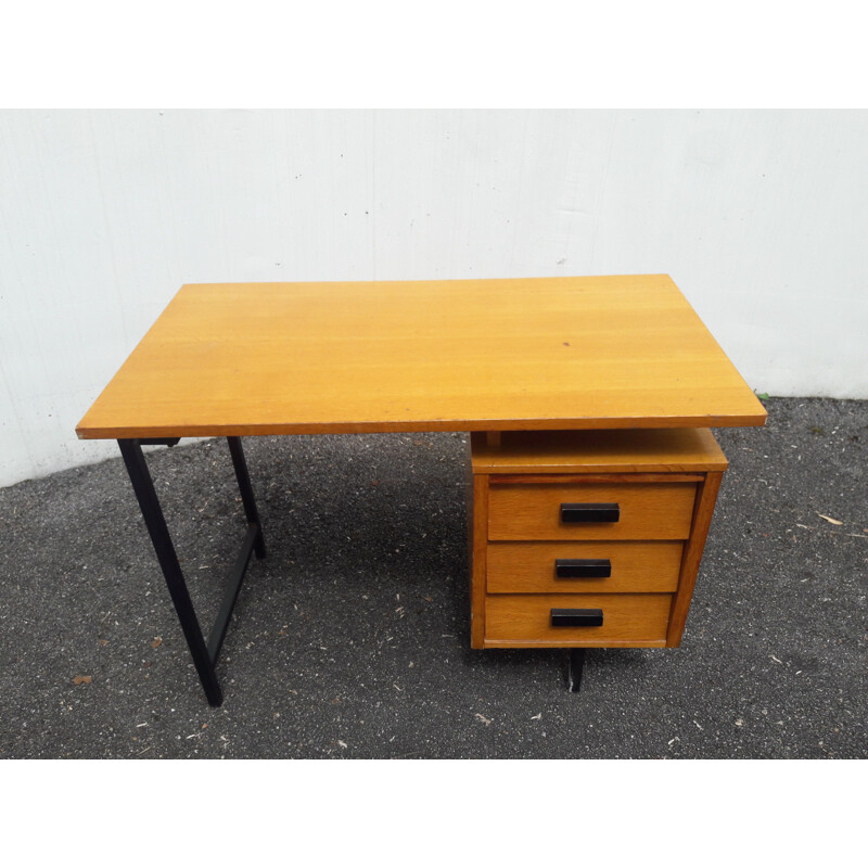Vintage desk with box and 3 drawers - 1950s