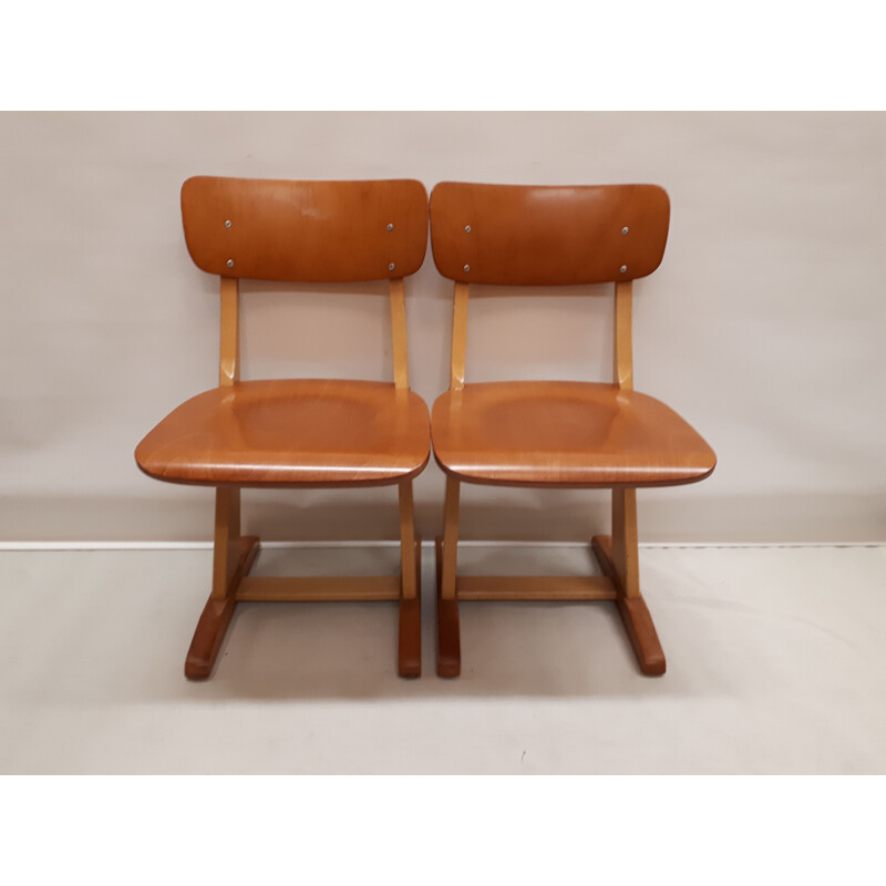 Vintage school chairs in beech for Casala 1950s