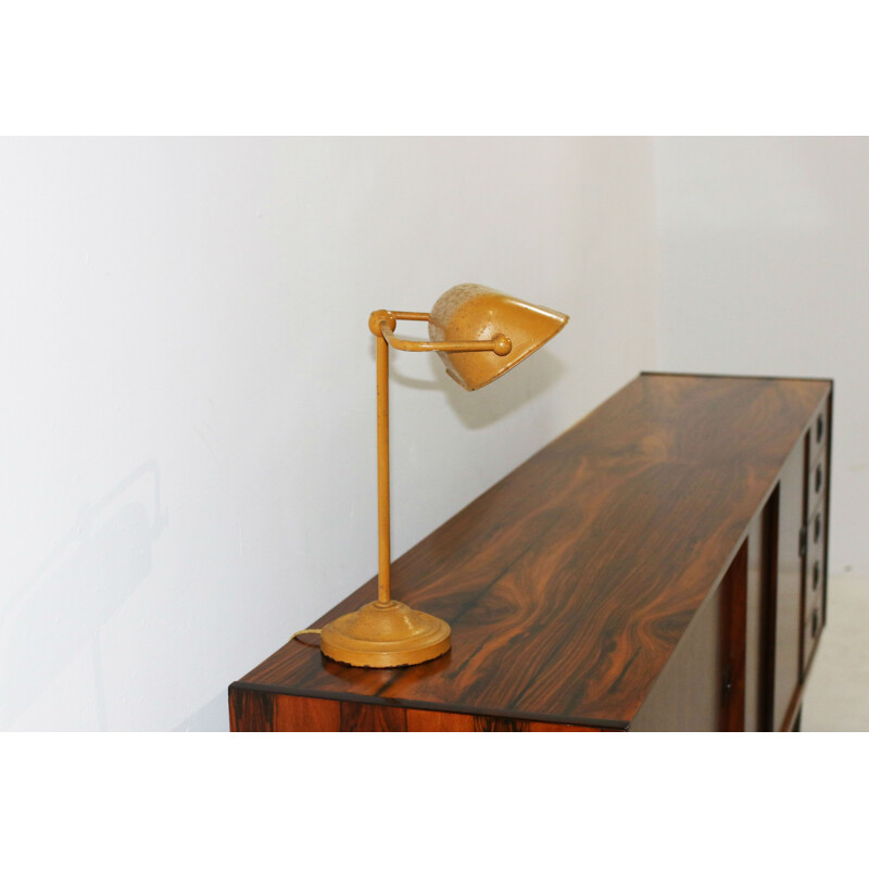 Vintage Danish Yellow Metal Table Lamp - 1960s