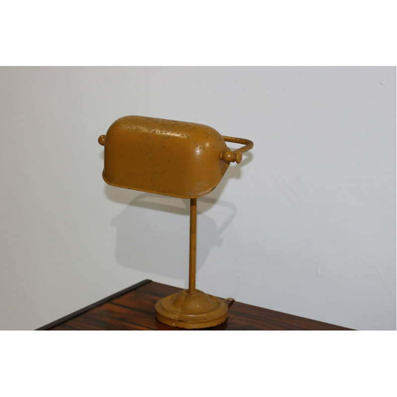 Vintage Danish Yellow Metal Table Lamp - 1960s