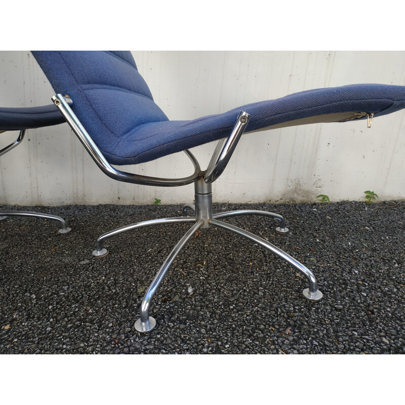 Vintage armchair in blue fabric by Fritz Hansen - 1983