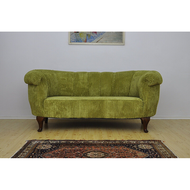 Vintage 3-Seater green Sofa - 1930s