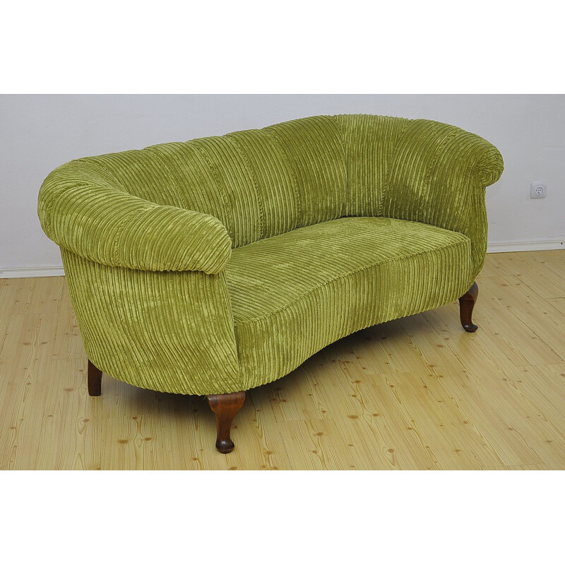 Vintage 3-Seater green Sofa - 1930s