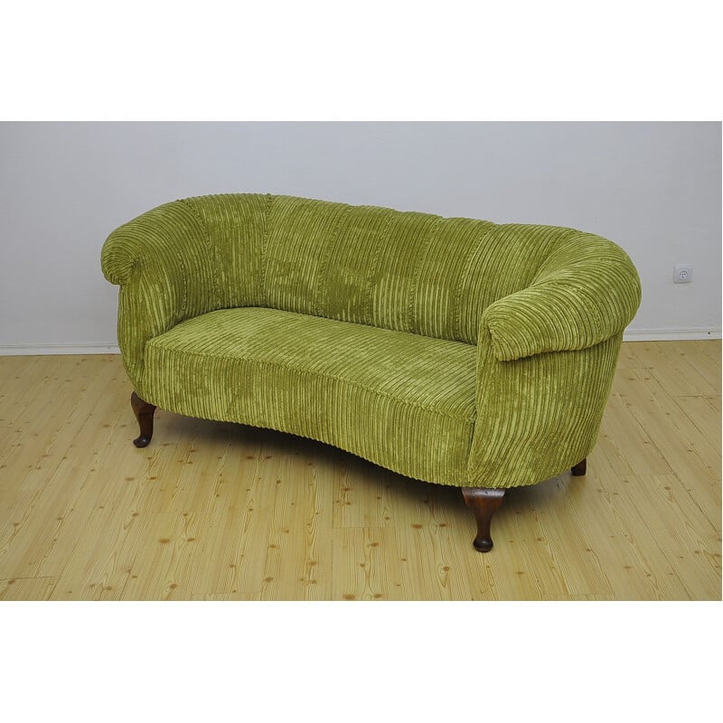 Vintage 3-Seater green Sofa - 1930s