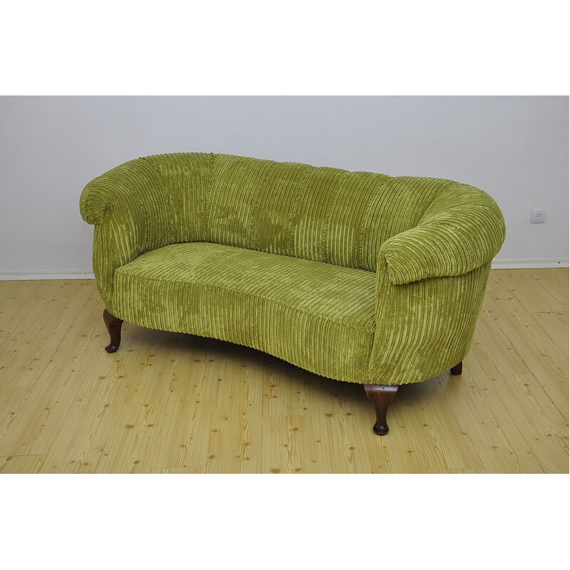 Vintage 3-Seater green Sofa - 1930s