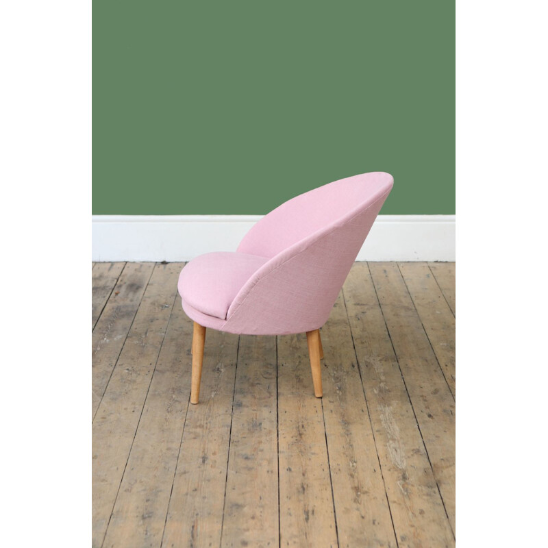 Danish vintage Slipper Chair in Rose Pink - 1950s