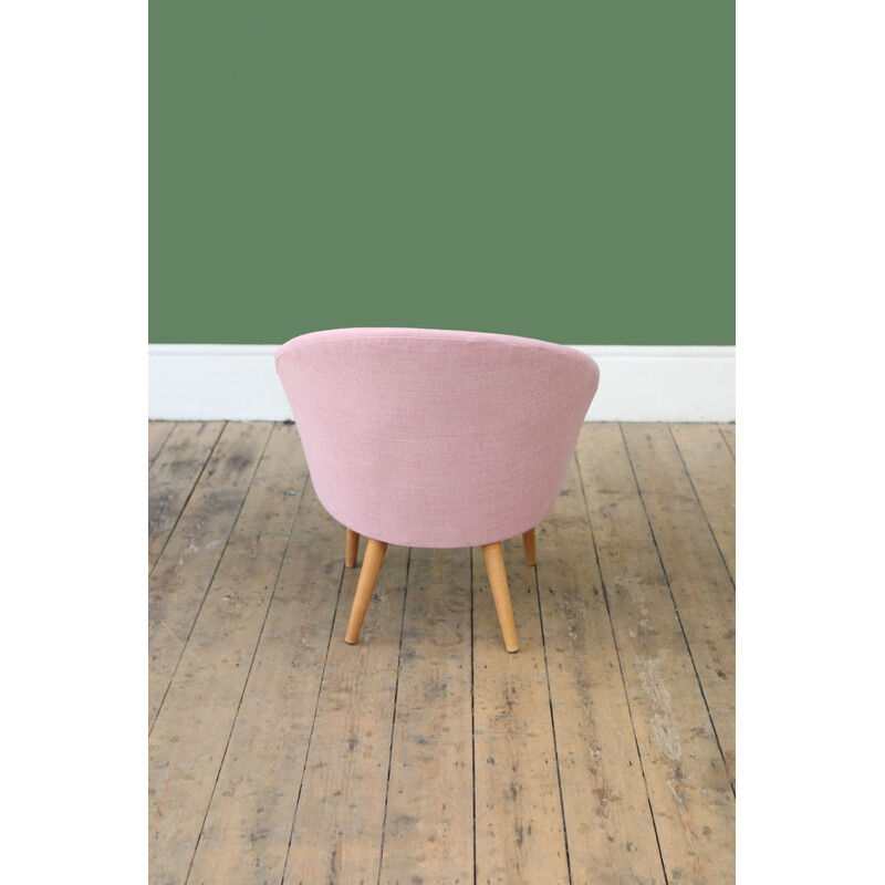 Danish vintage Slipper Chair in Rose Pink - 1950s