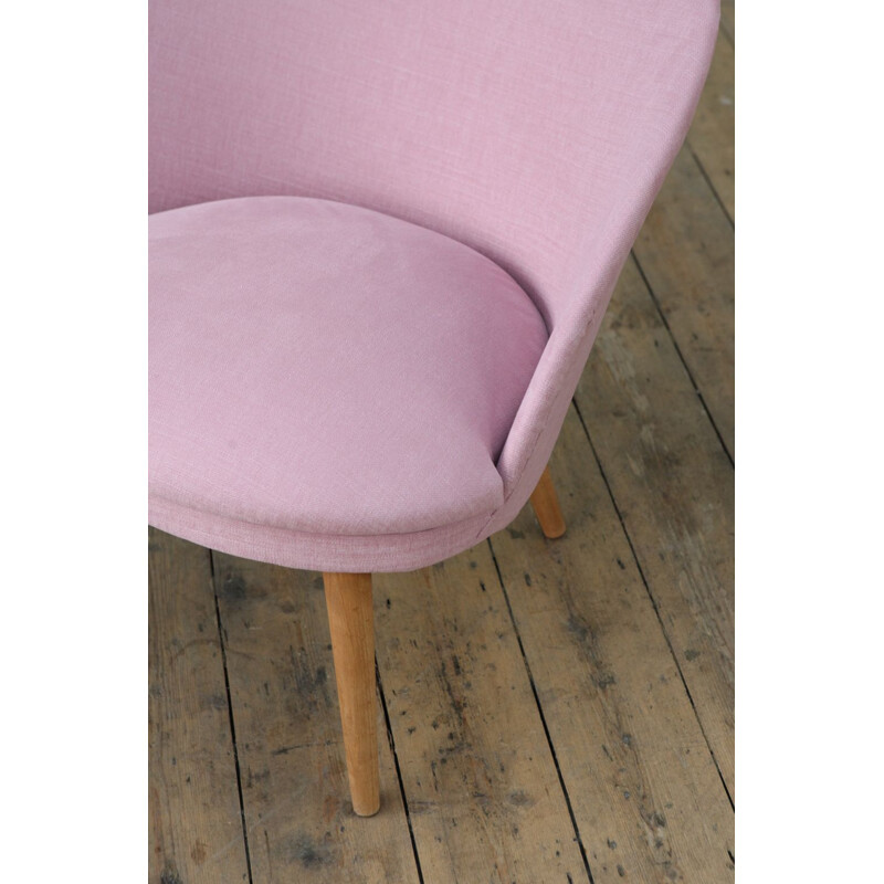 Danish vintage Slipper Chair in Rose Pink - 1950s