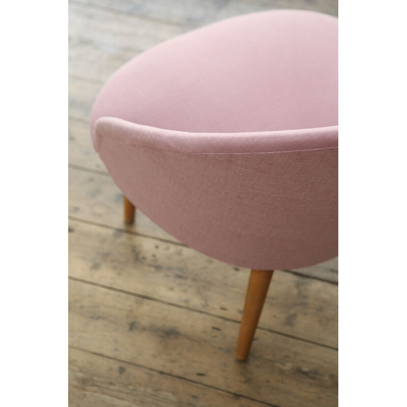 Danish vintage Slipper Chair in Rose Pink - 1950s