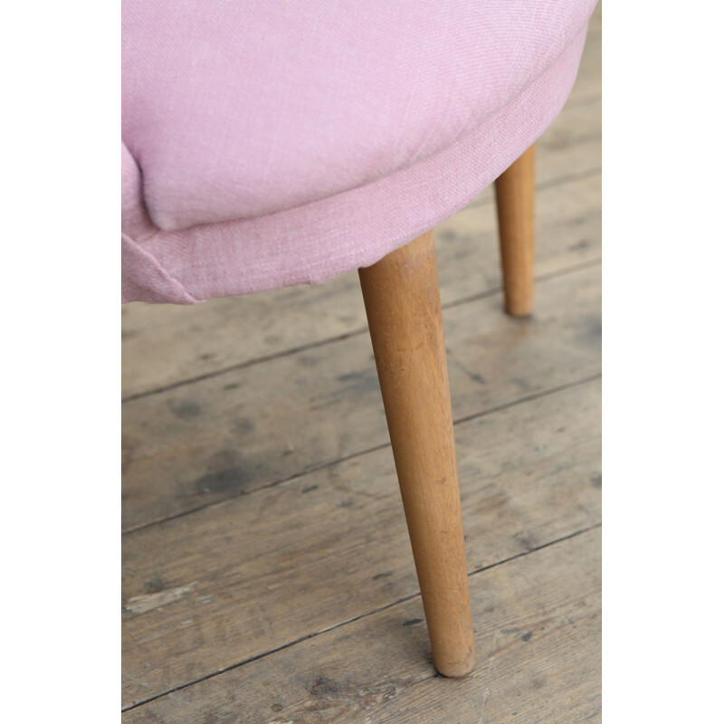 Danish vintage Slipper Chair in Rose Pink - 1950s