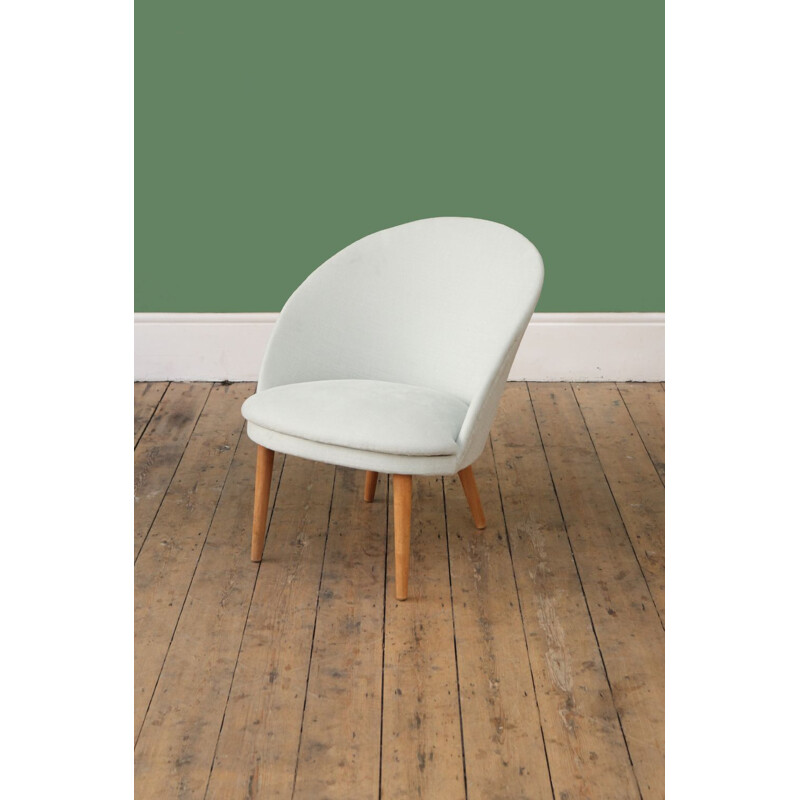 Danish vintage Slipper Chair in Duck Egg Blue - 1950s