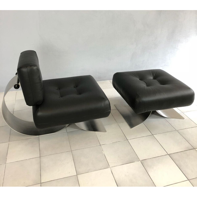 Vintage armchair and ottoman "Brazilia ON1" by Oscar Niemeyer - 1970s