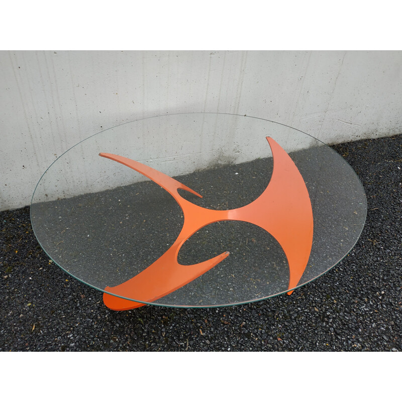 Vintage orange coffee table by Knut Hesterberg for Ronald Schmitt - 1960s