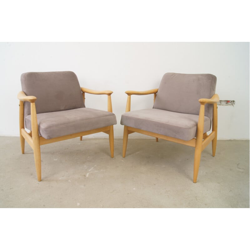 Vintage Polish armchair in beechwood - 1960s