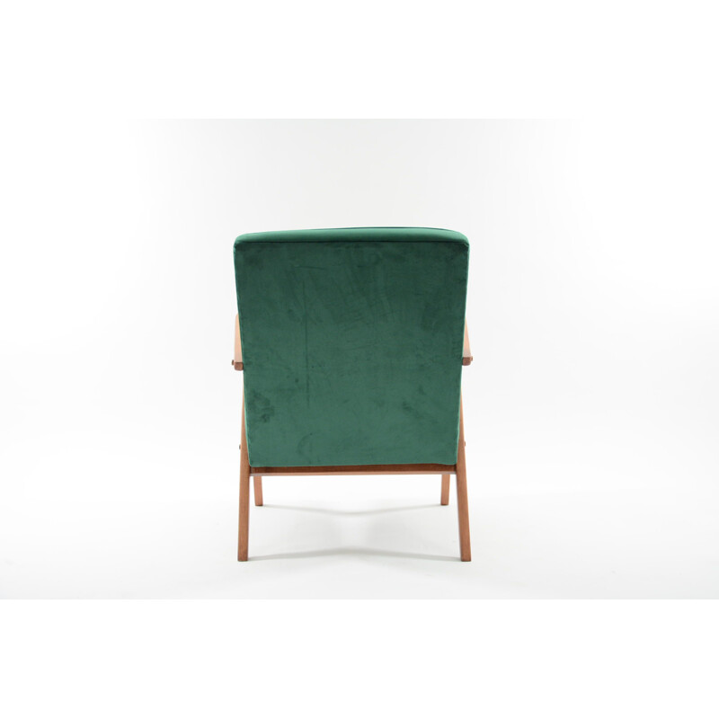 Vintage green armchair in pinewood - 1960